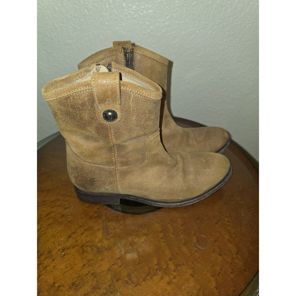 Frye Leather Women's Ankle Boots Tan Side Zipper Sz 8.5 B
